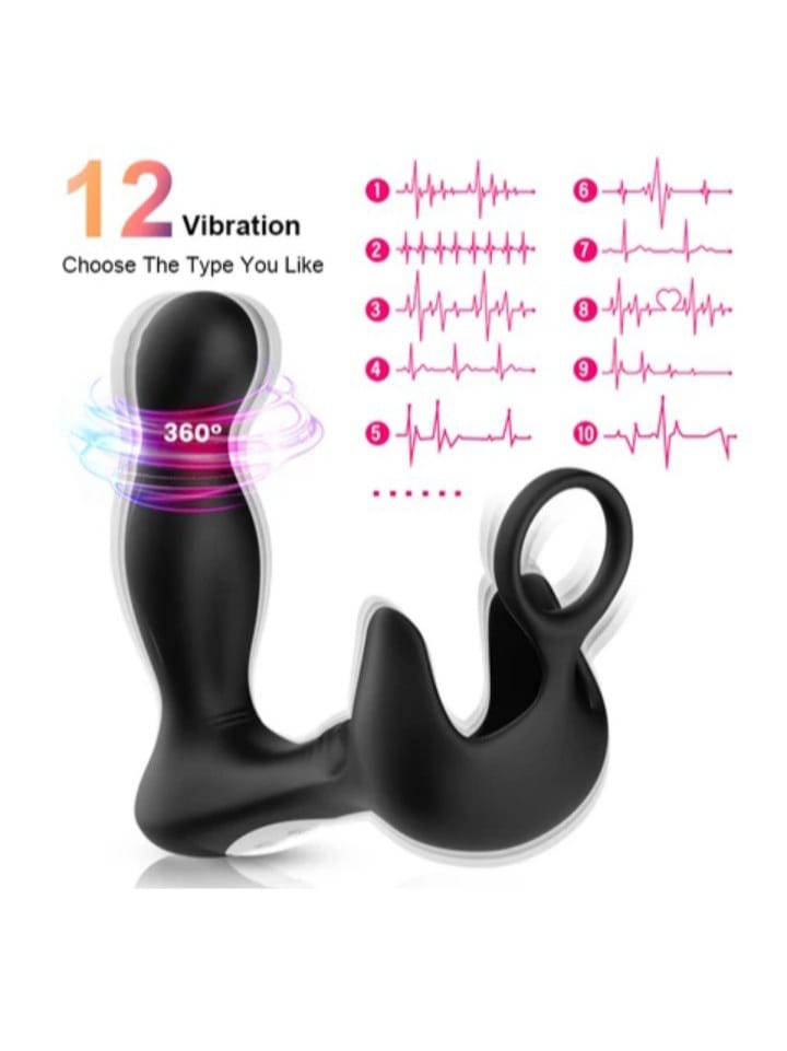 Rechargeable Remote Control Anal Vibrator with Cock Ring Japanese Sex Toy
